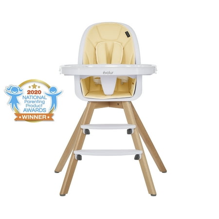 Evolur Zoodle 3-in-1 High Chair Booster Feeding Chair with Modern Design, Yellow