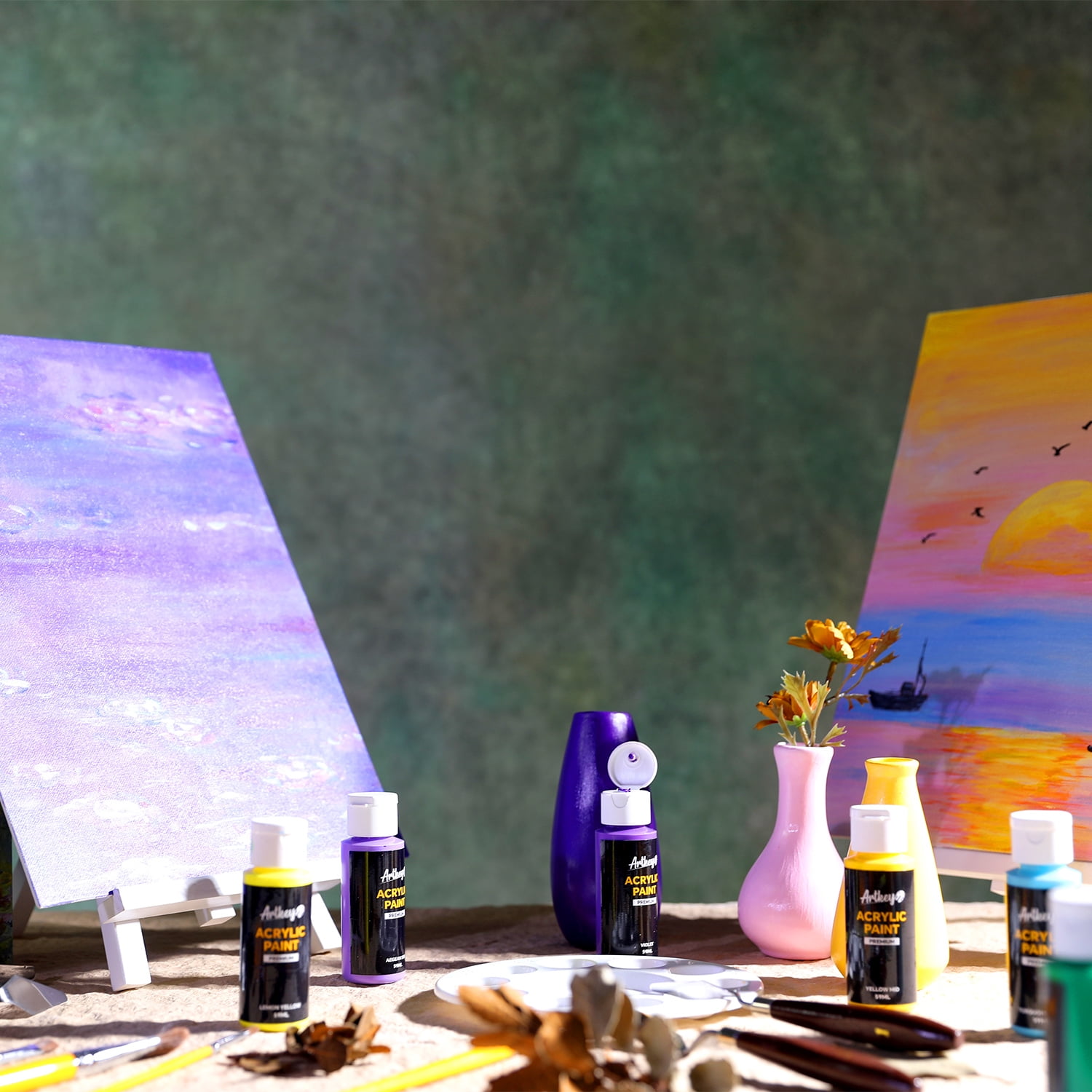 Artkey Acrylic Paint Set, 16 Colors 2 oz/59 ml Acrylic Paint Kit for Professional Artists & Beginners – Monet Inspired