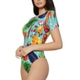 thumbnail image 2 of Easygdp Vegetable Women's One-Piece Swimsuit Slim Fit Crew Neck Bodysuit Athletic Swimwear with Concealed Buckle - Small, 2 of 9