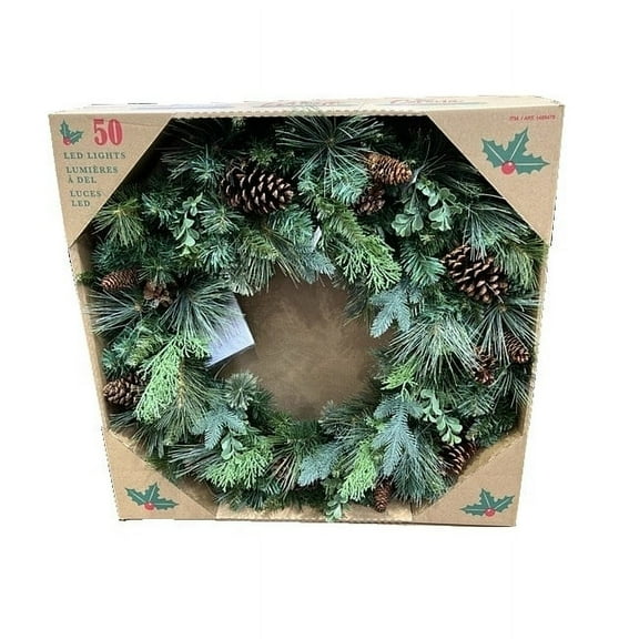 32" Greenery Wreath with 50 Dual Color Lights