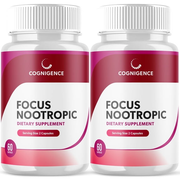 Cognigence - Focus Nootropic - Memory Booster Dietary Supplement for Focus, Memory, Clarity, & Energy - Optimal Mental Performance Extra Strength Premium Formula - 120 Capsules (2 Pack)