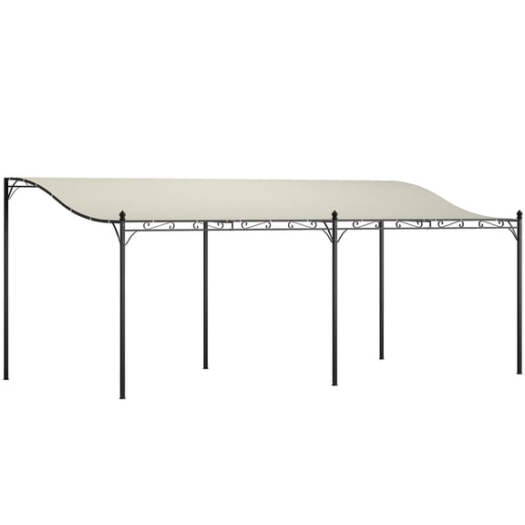 Homiyad 10' x 20' Outdoor Pergola Canopy, Metal Patio Canopy with Drainage Holes for Backyard, Garden, Cream White