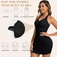 thumbnail image 4 of MANIFIQUE Shapewear Slip Dress with Built in Bra for Women V-Neck Halter Tummy Control Full Slips Convertible straps, 4 of 7