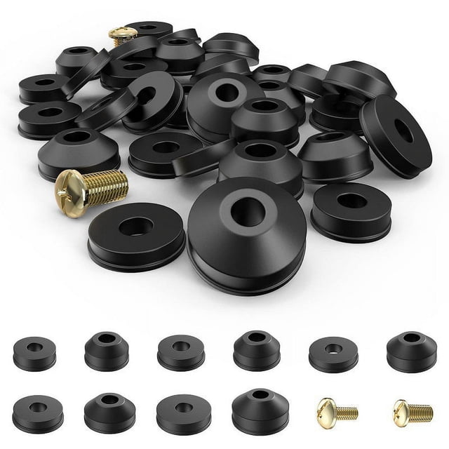 Arandelas para grifo, paquete de 58 arandelas para grifo de goma planas y biseladas y kit de reemplazo surtido de tornillos de latón