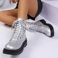 thumbnail image 5 of Stylish Ankle Boots With Round Toe Shiny Sequin Detailing Thick Sole Casual Booties for Women, 5 of 8