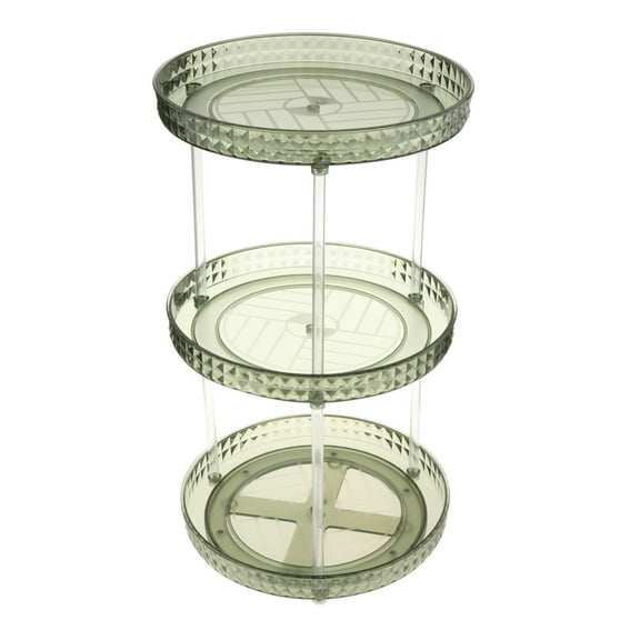 360 Degree Rotatable Cosmetic Display Case, Storage Multifunction Display Stand Holder Vanity Tray for Dresser Shelf Kitchen Countertop Green