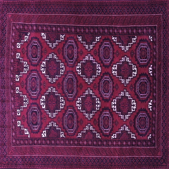 Ahgly Company Indoor Square Persian Purple Traditional Area Rugs, 4' Square