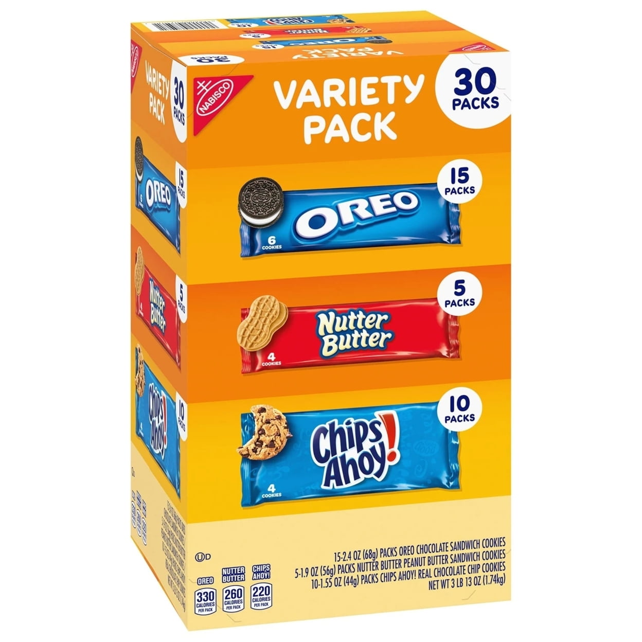 Nabisco Cookie Variety Pack With Oreo Chips Ahoy Nutter Butter 30 Pack 6447