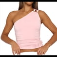 thumbnail image 2 of Tops de Verano con Cuello Halter para Mujer, Top Corto Sin Espalda con Escote en V Profundo, Tankini Rosa L, 2 of 8