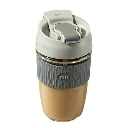 

Coffee Cup Glass Water Cup with Lid and Straw Heat-resistant Water Bottle for Home Office Use