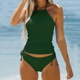 thumbnail image 4 of Akiihool Women Tankini Swimsuits Two Piece Tummy Control Bathing Suits Swim Tank Top with Shorts Swimwear (Green,M), 4 of 5
