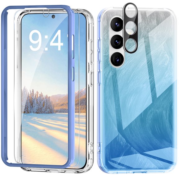 Dteck for Samsung Galaxy S24 Case with Screen Protector Camera Protector, MIL-Grade Drop Protection Stylish Pattern Slim Shockproof Phone Cover for Galaxy S24,Blue