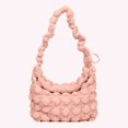 thumbnail image 4 of Bolso Hombro Mujer Nube Plisado Acolchado Hilo Bordado () Rojo Rosa, 4 of 9