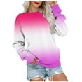 thumbnail image 2 of Idoravan Womens Long Sleeve Casual Tops Gradient Printed Round Neck Blouse Pullover, 2 of 5