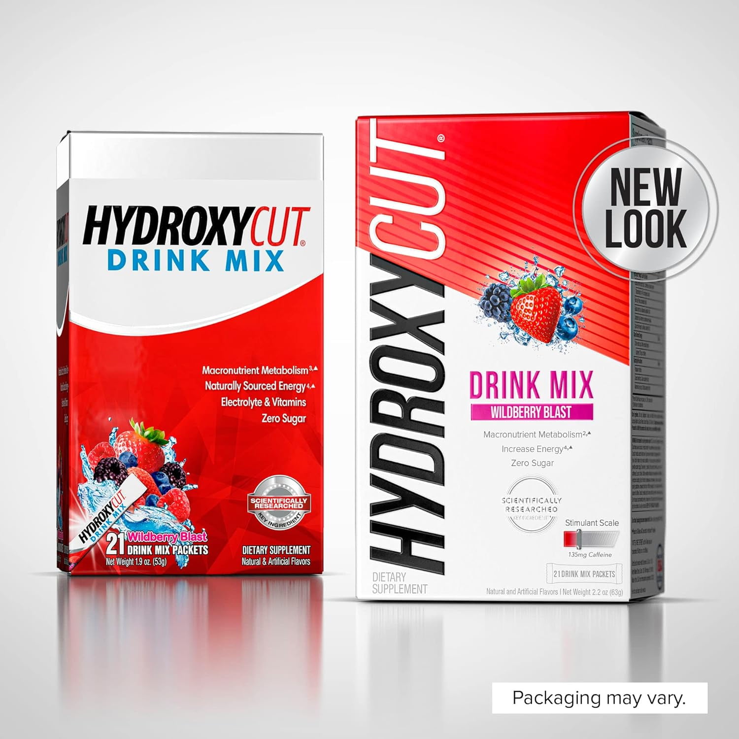 Hydroxycut Wildberry Blast Flavor Energy Drink Powder, 21 Packets, 2 Packs