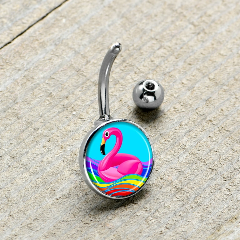 Flamingo belly shop button ring