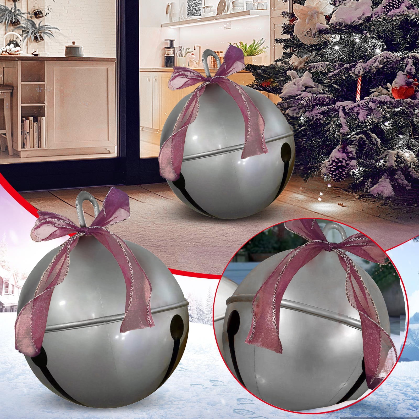 Cptfadh 24 Inch Giant Christmas Inflatable Ball Outdoor Ornament