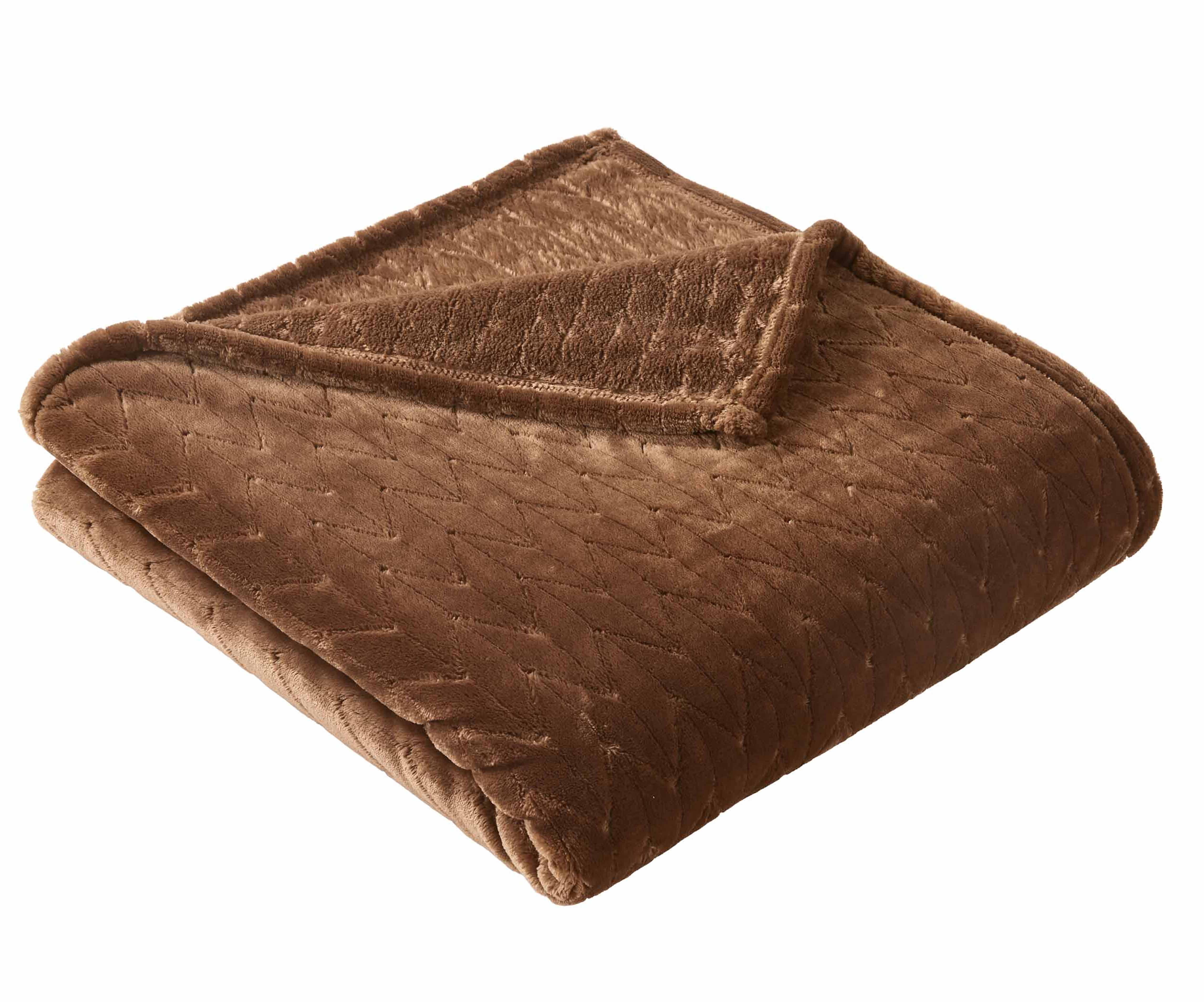 Better Homes & Gardens Textured Velvet Plush Soft Fleece Throw Blanket, Oversized, Brown Wool
