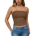 thumbnail image 2 of mgoYE Womens Tube Tops Strapless Crop Tops Basic Backless Sleeveless Going Out Spring Outfits Summer Clothes(Coffee,M), 2 of 7