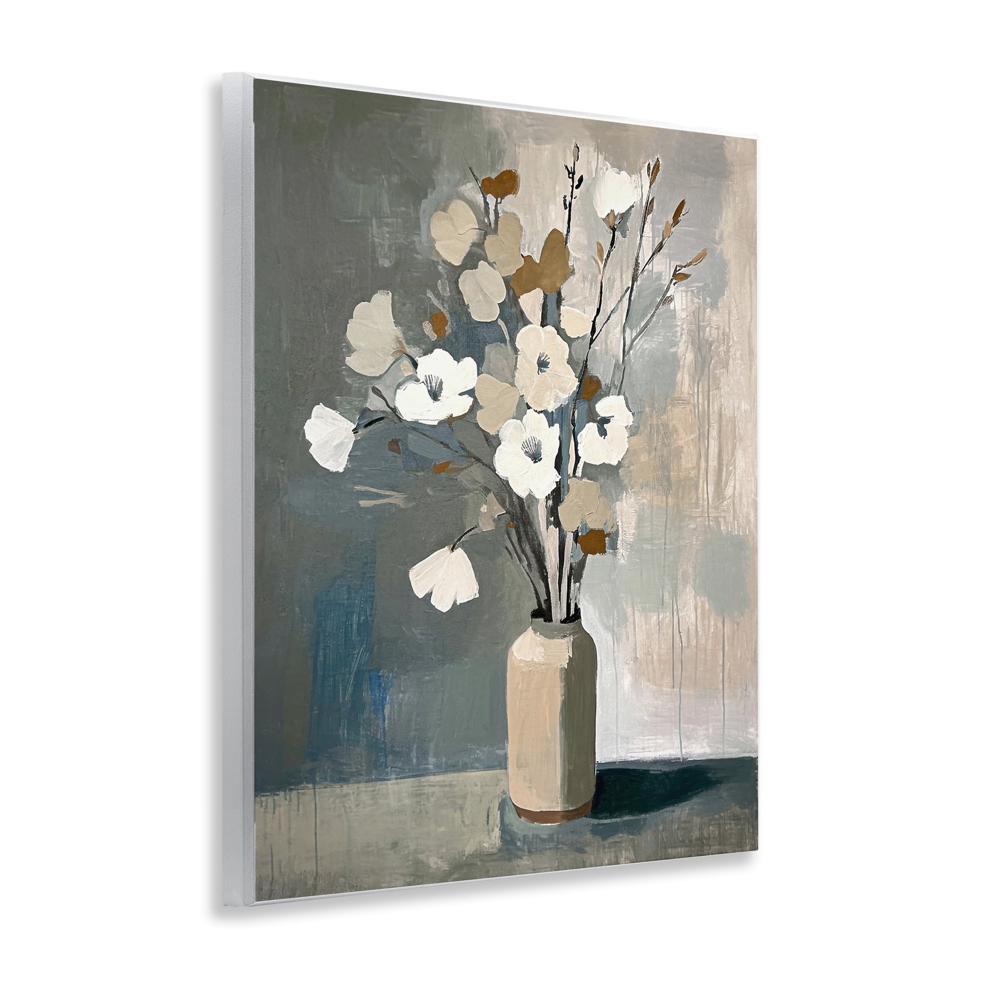 Stupell Industries Natural Floral Vase Botanical & Floral Painting Unframed Art Print Wall Art, 11 x 14