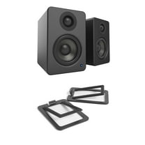 Kanto YU2 PC Gaming 100W Matte Black Desktop Speaker Pair with Kanto S2 Angled Desktop Speaker Stands (Pair) (2022)