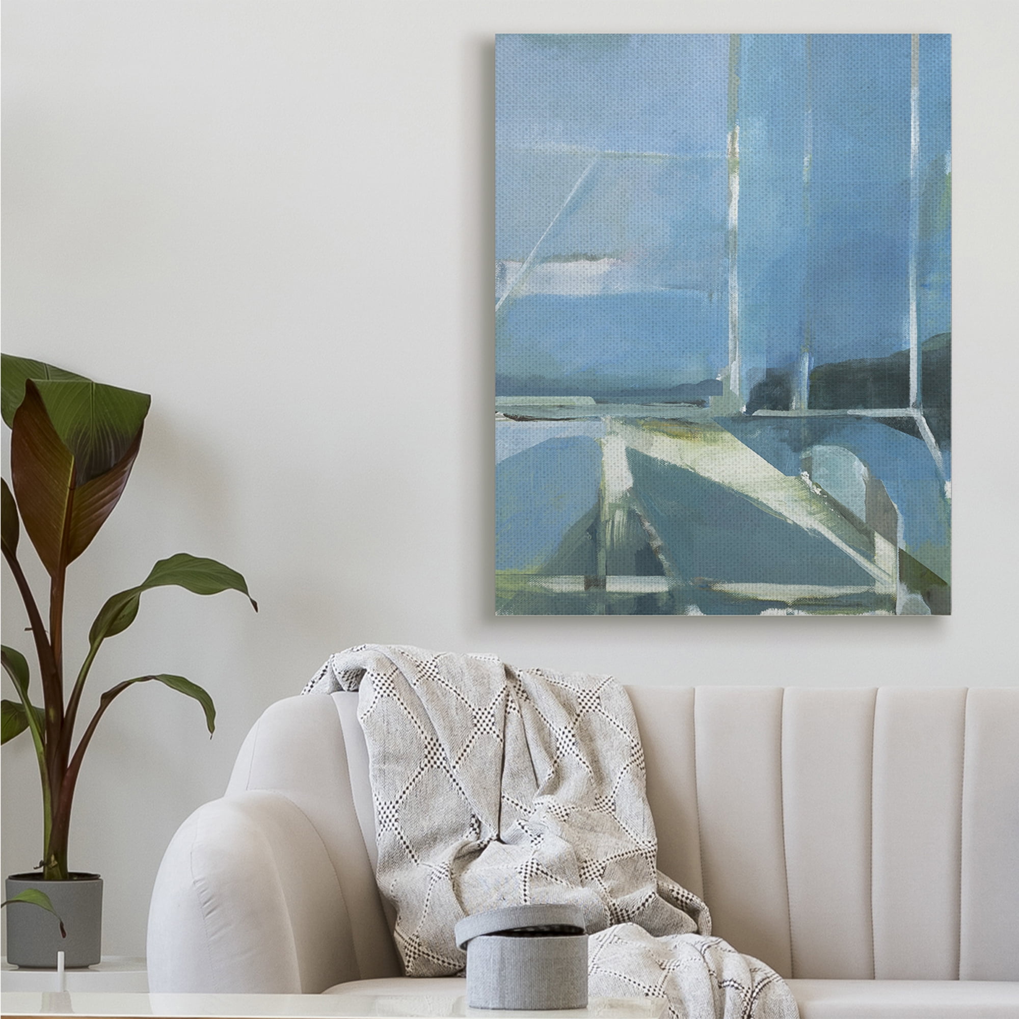 Stupell Industries Abstract Coastal View From Window Blue Sky,36 x 48,Designed by Stephane Villafane