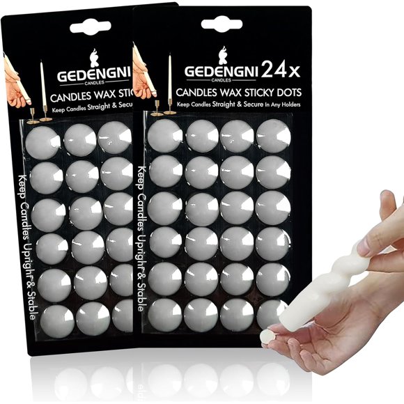 Gedengni Taper Candle Wax Dots - 48pcs Spiral Candle Sticky Dots White Candle Adapter Small Candles Adhesive,Soft Wax for Any Candle Holder Accessories-White