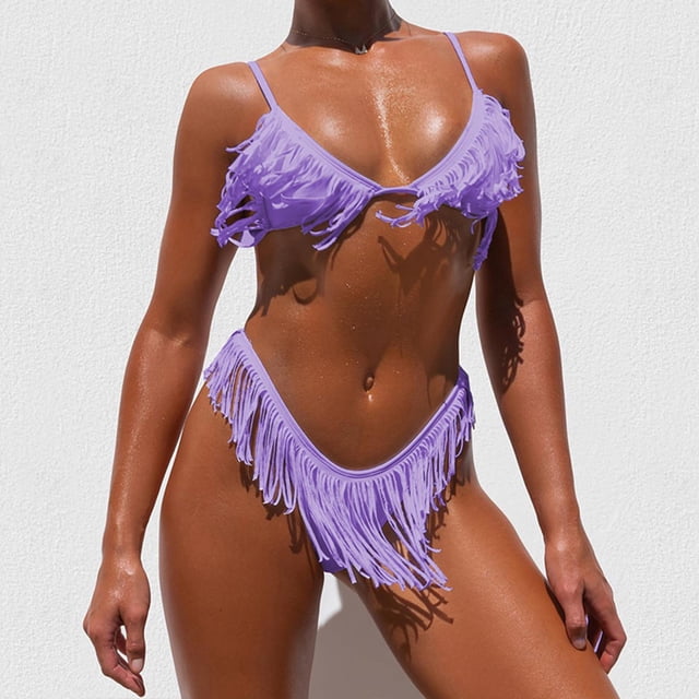Conjunto de Bikini de Mujer BLESIY con Borlas Morado M