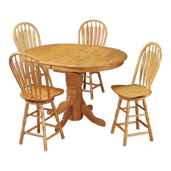 Sunset Trading Oak Selections 5-Piece 66" Oval Extendable Wood Pub Set in Oak