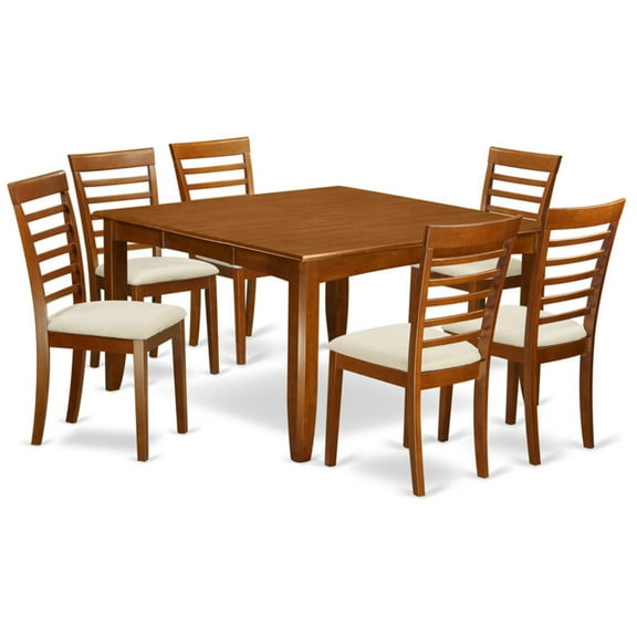 East West Furniture Parfait 7 Piece Straight Ladder Back Dining Table Set