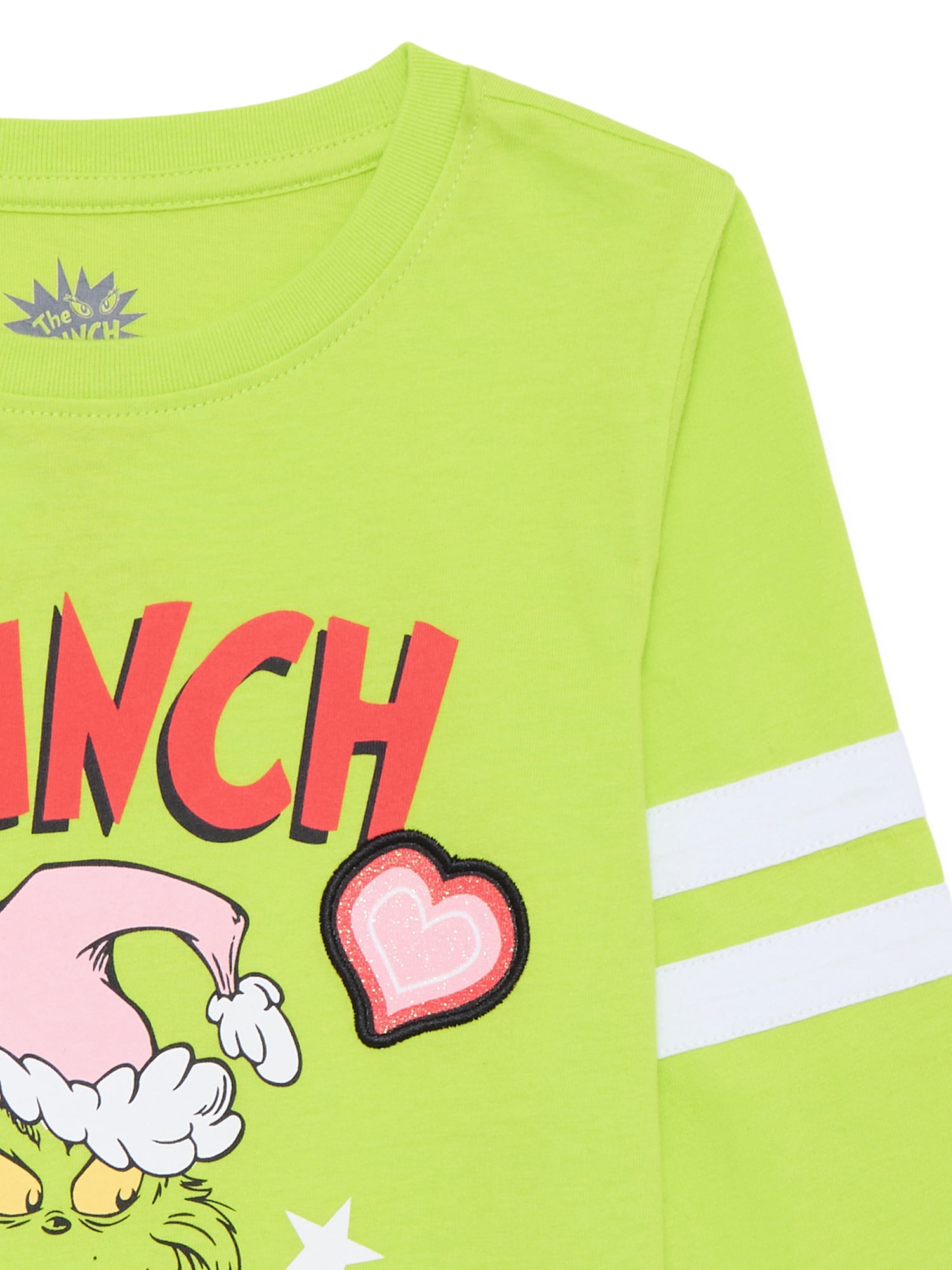 Dr. Seuss Grinch Girls Graphic Tee with Long Sleeves, Sizes 4-16