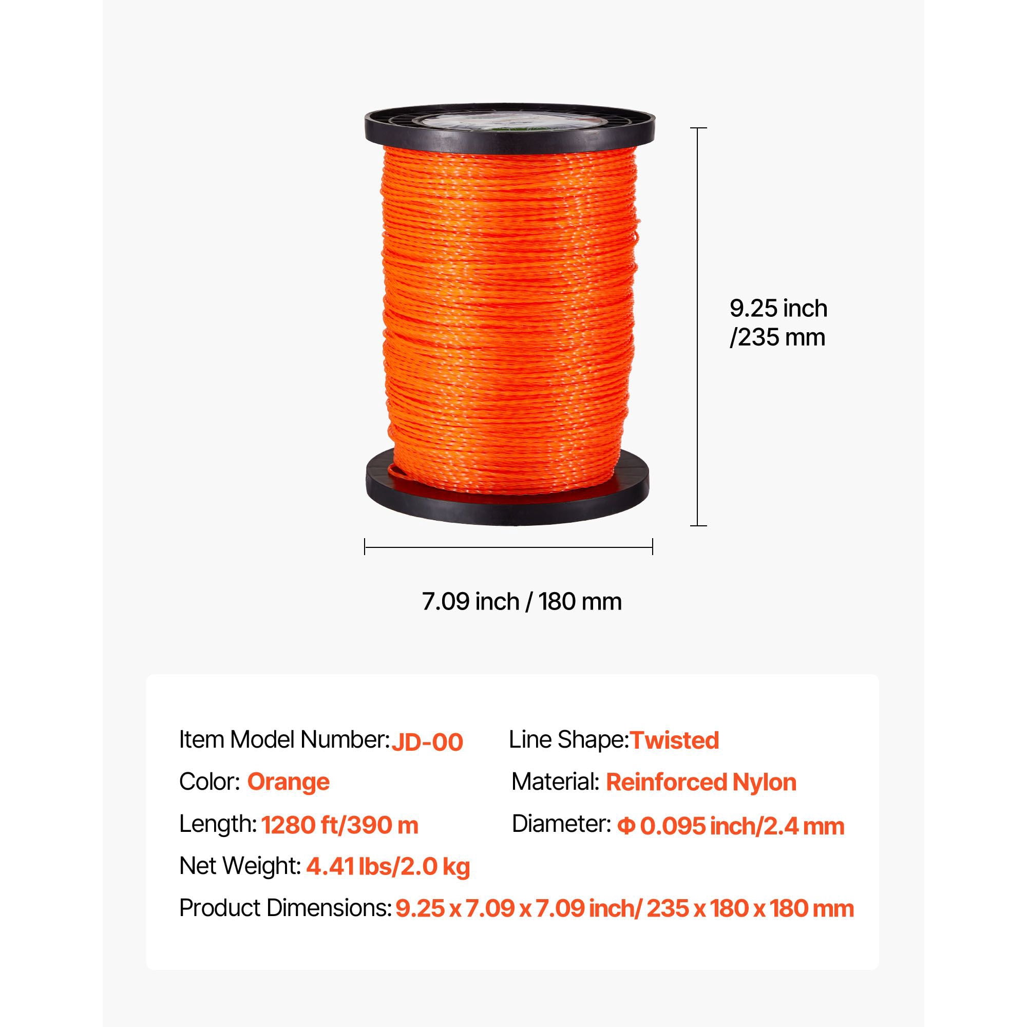 Trimmer Line 1280ft 0.095 Inch Twisted Nylon for Weed Eater Grass Trimmer String