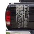 thumbnail image 1 of Retired Soldier Enlisted Man Veteran U.S. Army USAF USMC Distressed American US USA Flag Truck Tailgate Vinyl Decal fits Most Pickup Trucks Military Sticker (11"x20", Silver Gray (Metallic)), 1 of 8