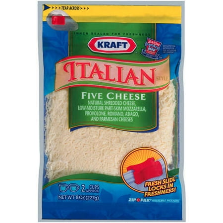 Kraft Natural Cheese Italian Style Five Cheese Shredded Shredded Cheese, 8 oz