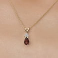 thumbnail image 3 of Gem Stone King 14K Yellow Gold Red Garnet and White Lab Grown Diamond Pendant Necklace for Women | 0.83 Cttw | Gemstone January Birthstone | Pear Shape 7X5MM | With 18 inch Chain, 3 of 6