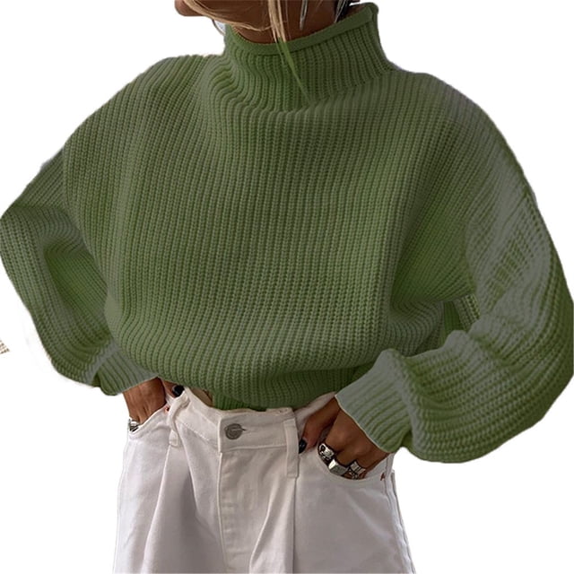PENGXIANG Femmes Pulls Col Rond Épaule Longue Manches Solides Couleur en Vrac Pull Tricot Pulls Gris M
