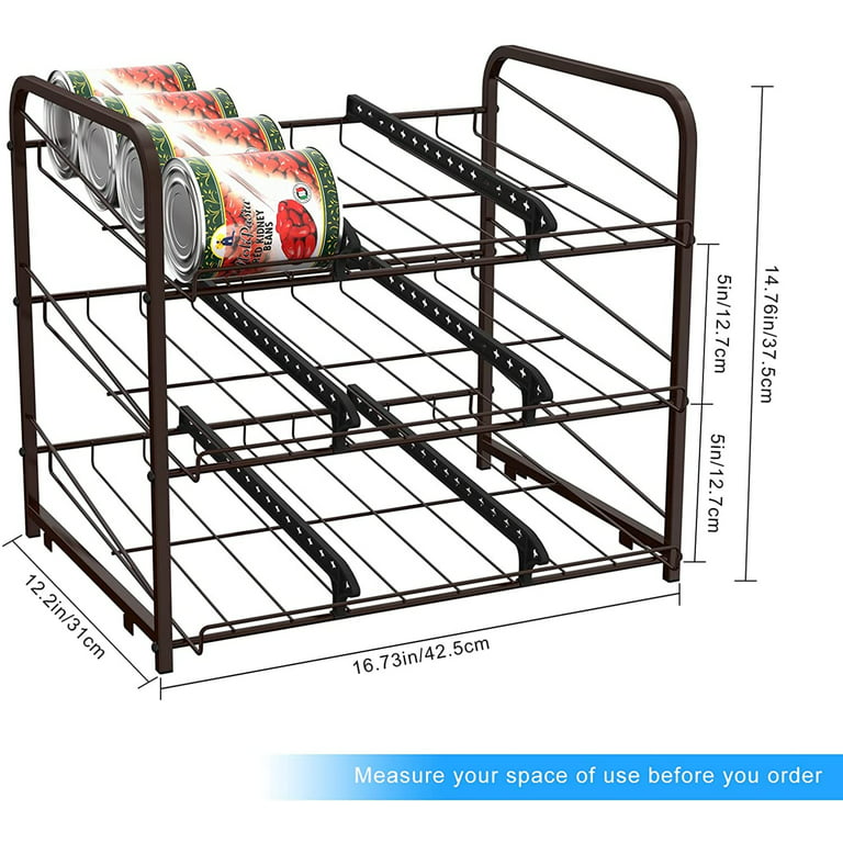 Stackable Can Rack Organizer Storage for 72 Cans for K Itchen Pantry Shelf 2 Pack, Size: 16.73L*12.2W*14.76H inch, Brown