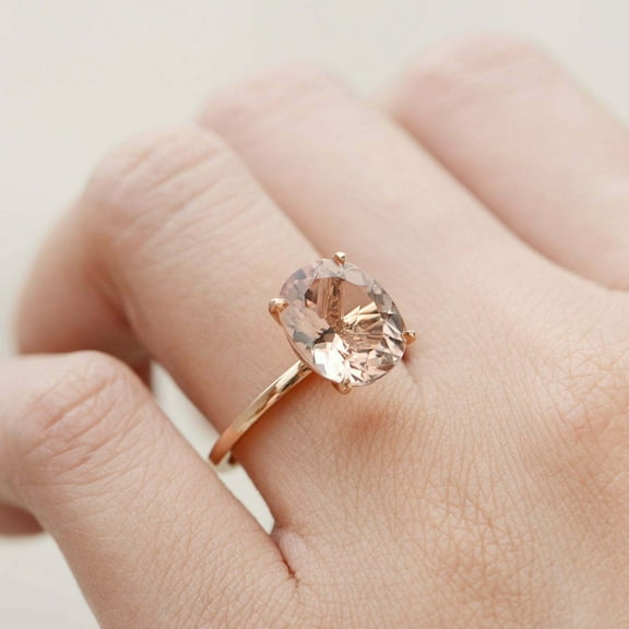 HeartsAndYou 1ct Natural Morganite Diamond Solitaire Minimalist Ring 100% 14k SOLID Rose Gold