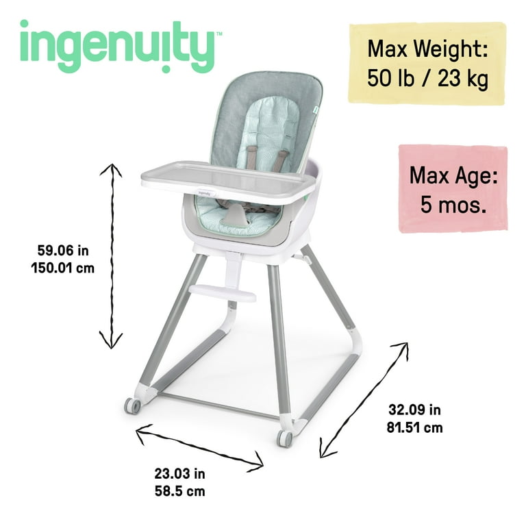 Ingenuity Beanstalk Baby to Big Kid 6 in 1 High Chair Booster Seat and More Newborn to 5 Yrs Ray