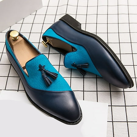 Gubotare Mens Oxford Shoes Casual Mens Dress Shoes Oxfords Casual Retro Classic Comfortable Formal Business Dress Shoes for Men (Blue 11)