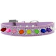 thumbnail image 5 of Mirage Pet Products Double Crystal with Rainbow Spikes Dog Collar Bright Pink Size 14, 5 of 6