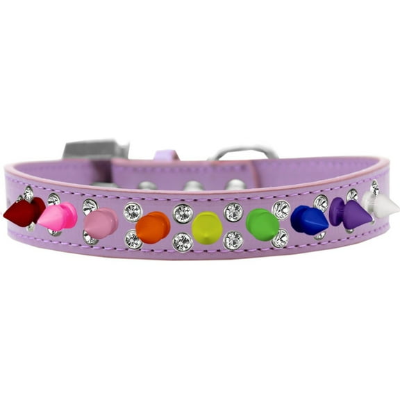 Pet and Dog Spike Collar, "Double Crystal  Rainbow Spikes"