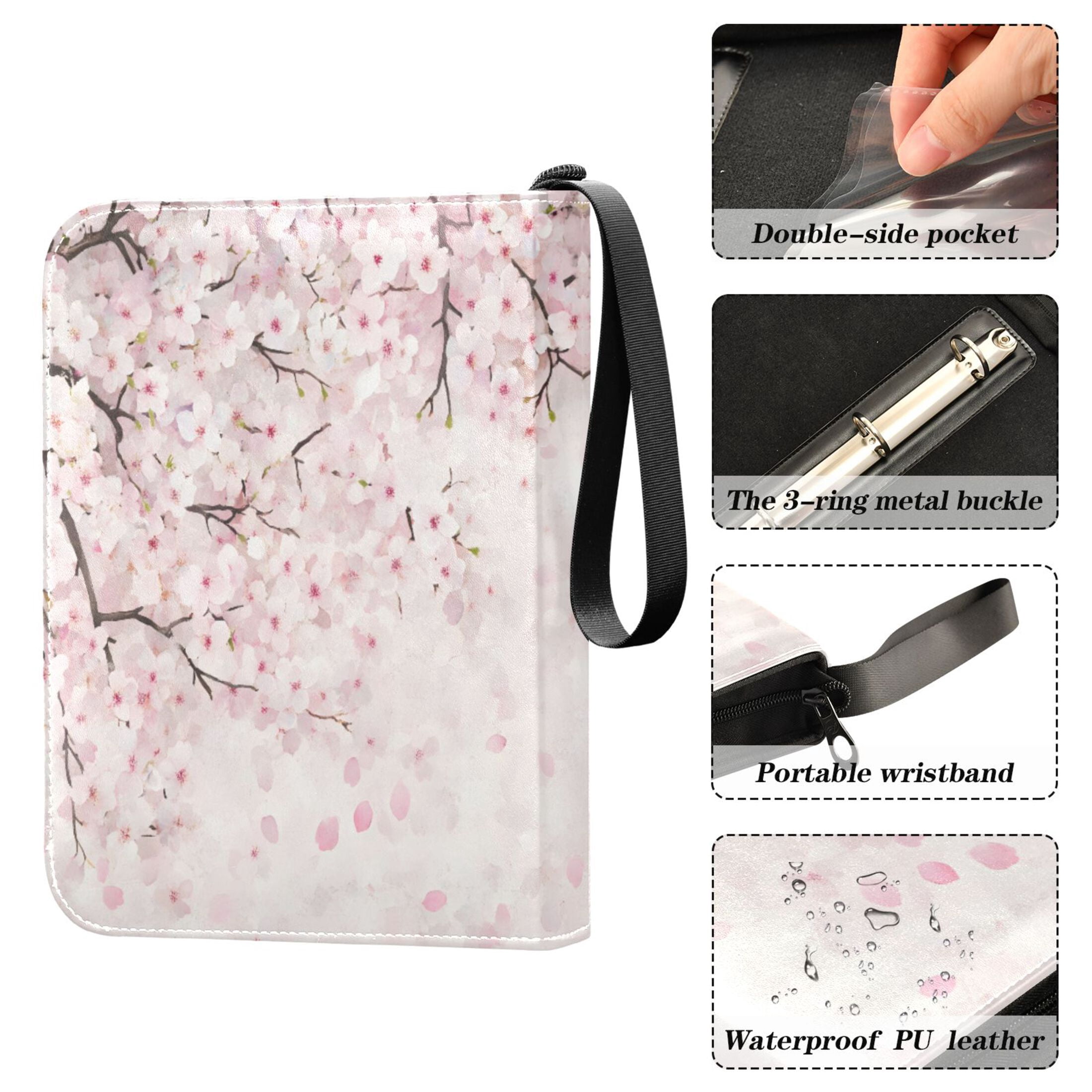 ALAZA Cherry Blossom Trading Card Binder 4 Pocket Cards Collection Album 400 Folder Holder