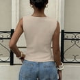 thumbnail image 4 of Husipze Tank Tops for Women Flowy Deep V Neck Women Shirts Elegant Sleeveless Summer Tops for Night Out Beige XL, 4 of 5