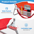 thumbnail image 4 of SHOUFTW Folding Lounge Chair, Portable Beach Chair with Adjustable Backrest, Steel Frame Outdoor Reclining Chair for Camping, Picnic, Backyard, Red, 4 of 12