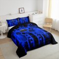 thumbnail image 4 of Feelyou Modern Gamepad Gamer Bedding Comforter Set, Fashion Game Console Gaming Twin Comforter Sets, Futuristic Blue Lines Reversible Bedding Set, Lightweight Room Decor, 2-Piece, 4 of 9