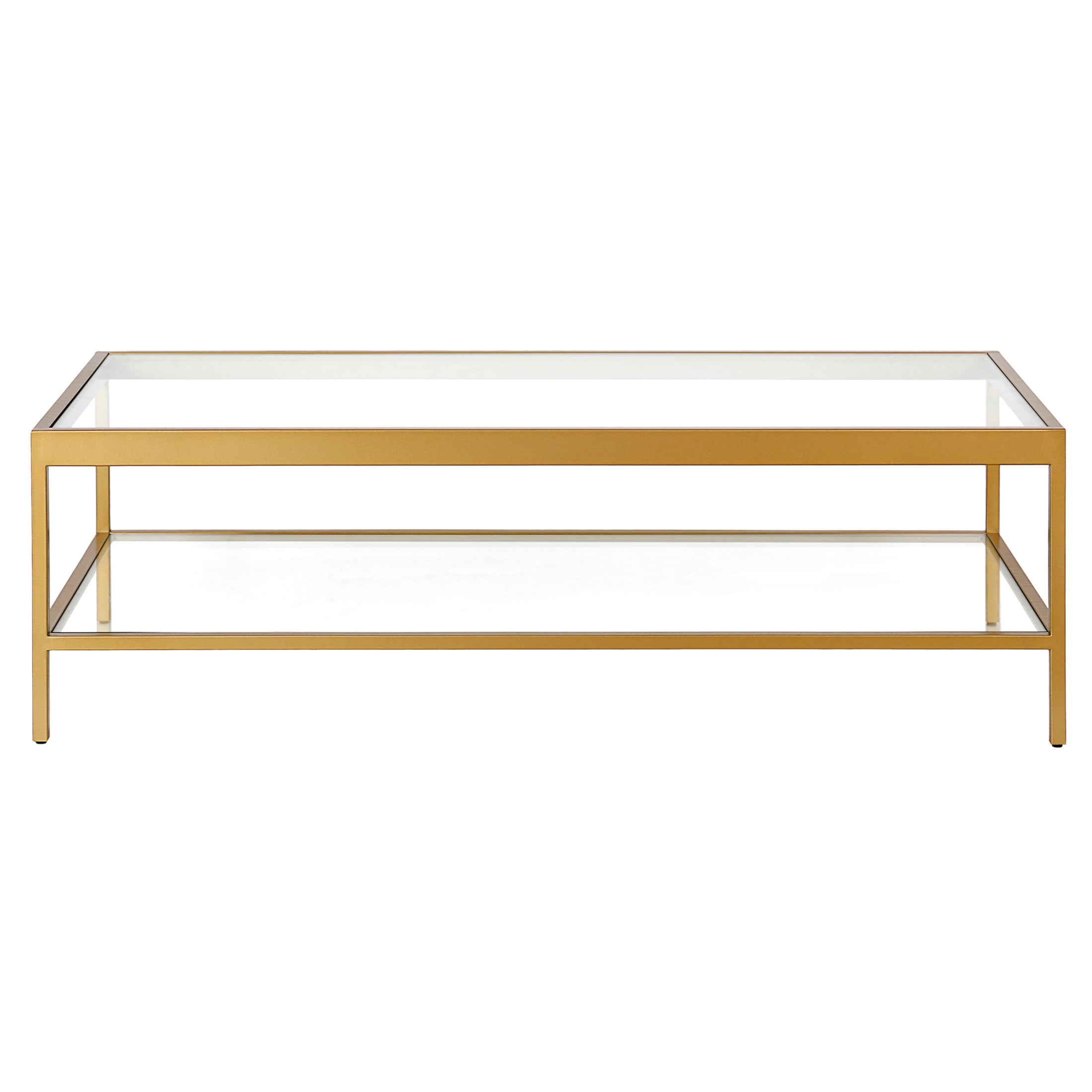 Evelyn&Zoe Alexis 54" Wide Rectangular Coffee Table, Brass
