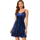 thumbnail image 1 of Mini Vestido De Fiesta De Terciopelo Con Tirantes Finos Y Cuello En V Para Mujer Azul real M, 1 of 6