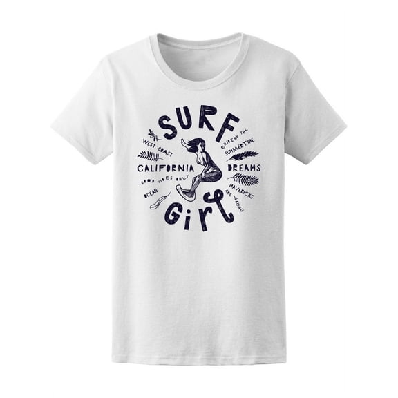 Vintage Tropical Coast Surf Girl T-Shirt Women -Image by Shutterstock, Female Large