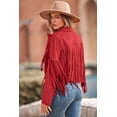 thumbnail image 2 of Chaqueta PRETTYGARDEN Roja Pequeña de Imitación de Gamuza con Flecos, 2 of 9